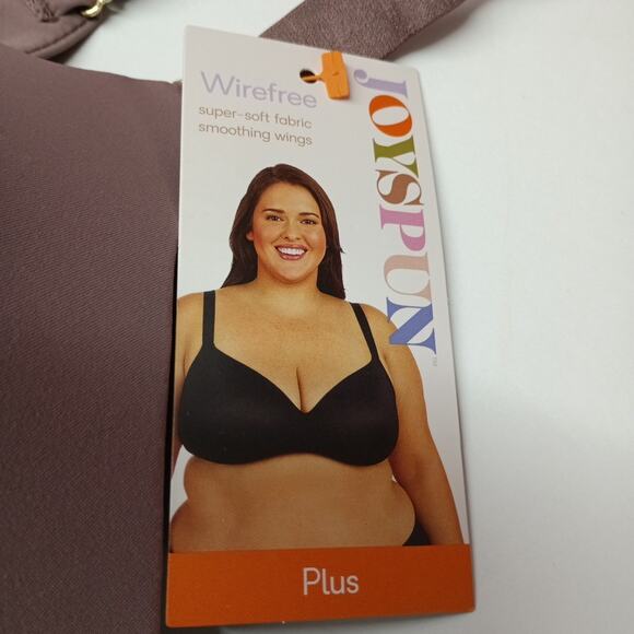 Joyspun Plus Wirefree Full Coverage Bra Women's Size 44D Purple Smooth Wings - Picture 2 of 5